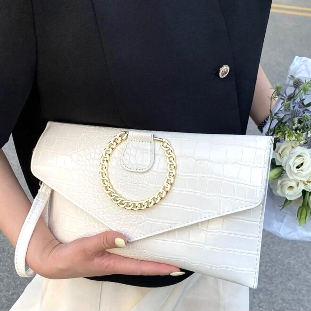 White Clutch Bag White Clutch White Bag White And Gold Bag
